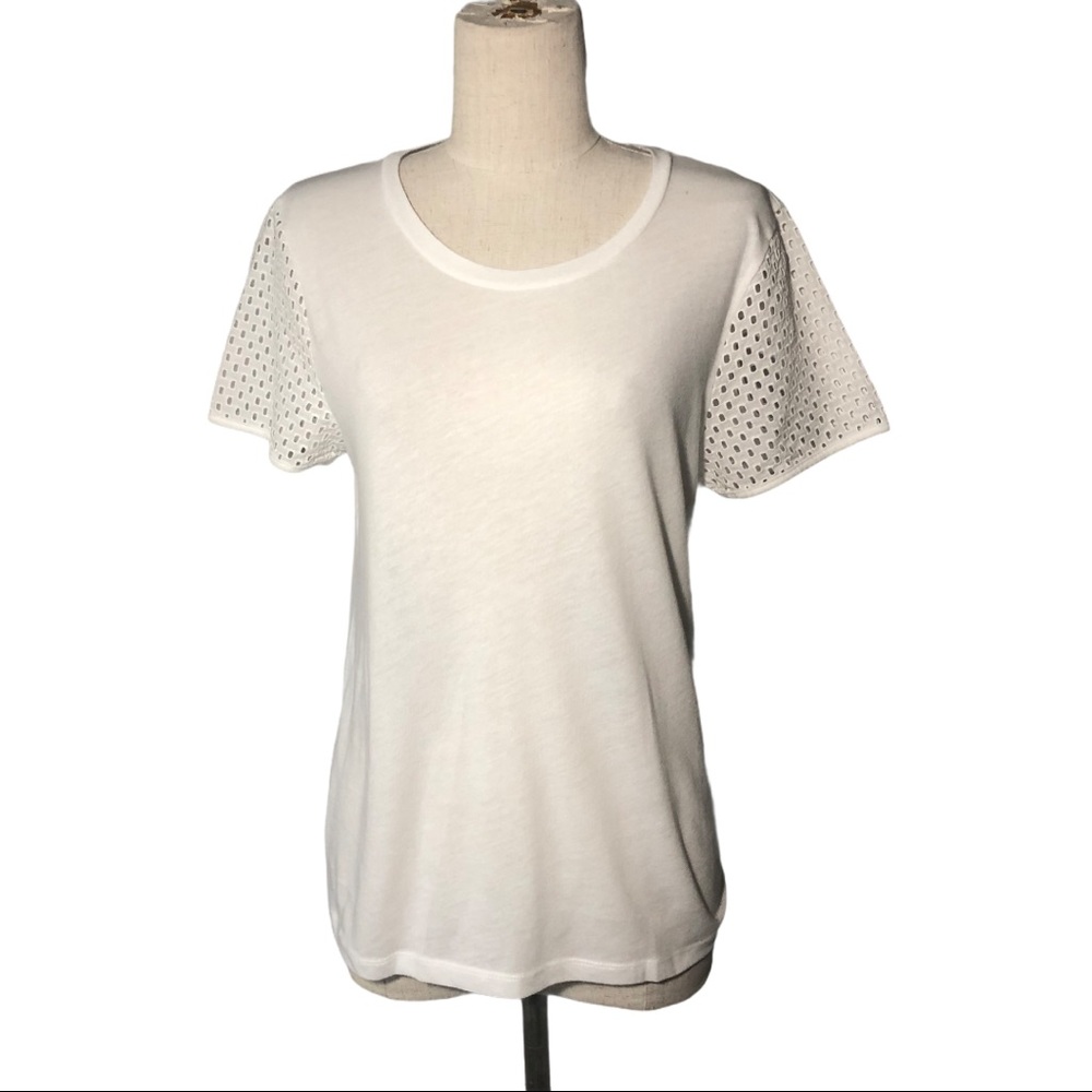 J. Crew S white eyelet short sleeve scoop neck tee